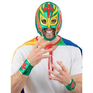 Smiffys Unisex Adult Luchador Costume Accessory Set / Green/Yellow/Red
